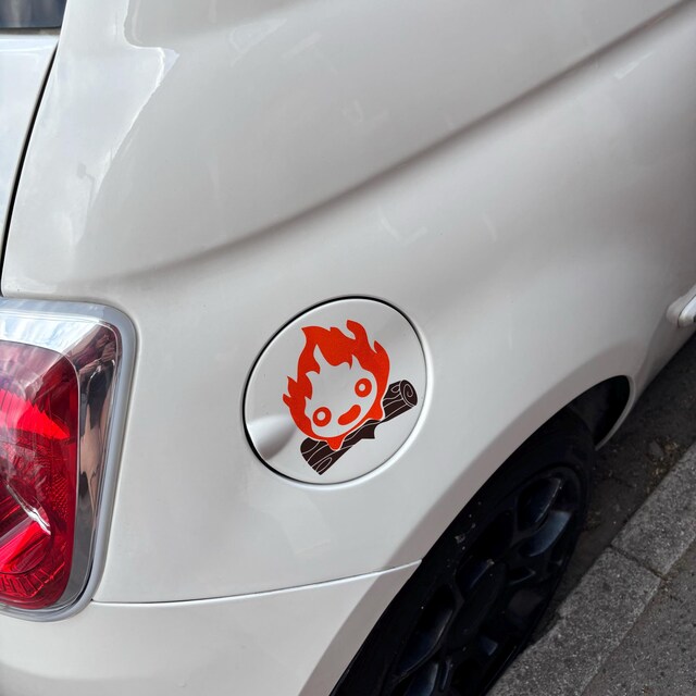 Calcifer sticker on fuel cap
